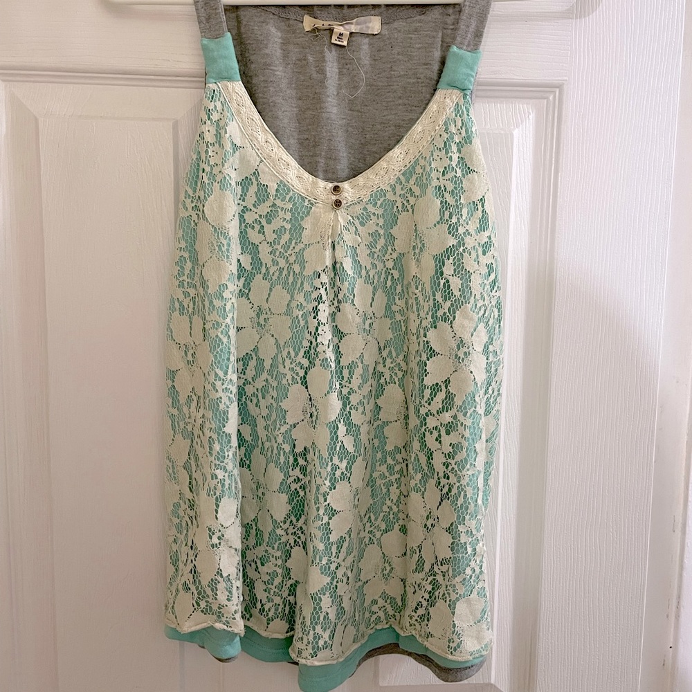 Lace Blue and Gray Tank Top